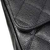 【6fc3246】シャネル ショルダーバッグ デカマトラッセ Wフラップ Wチェーン キャビアスキン ブラック シルバー金具【中古】レディース