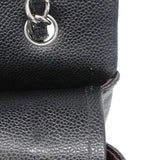 【6fc3246】シャネル ショルダーバッグ デカマトラッセ Wフラップ Wチェーン キャビアスキン ブラック シルバー金具【中古】レディース