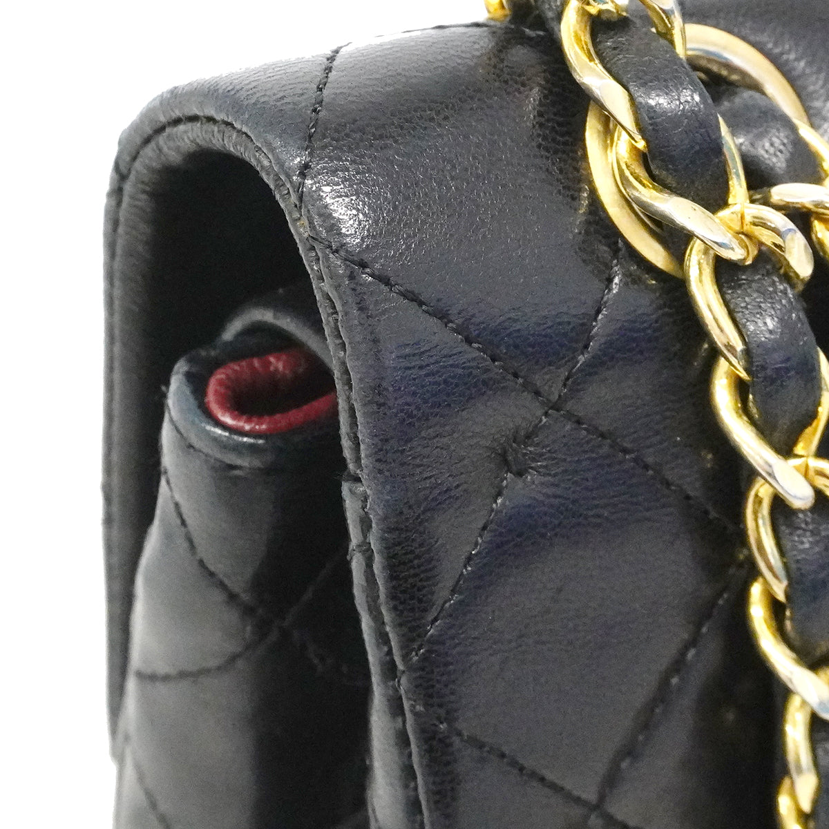 【6fc3248】シャネル ショルダーバッグ マトラッセ Wフラップ Wチェーン ラムスキン ブラック ゴールド金具【中古】レディース