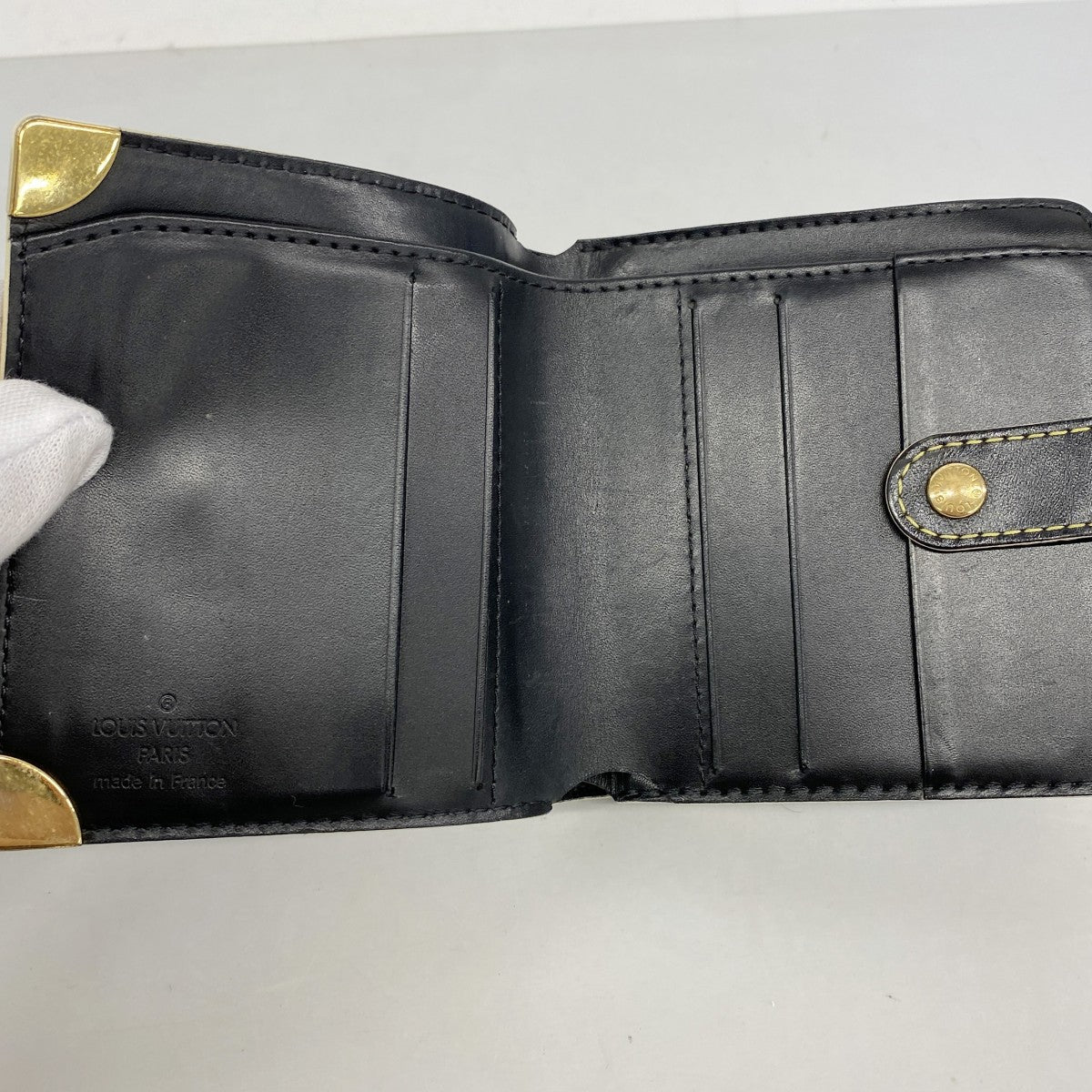 【6fc3262-k】ルイヴィトン 財布 スハリ コンパクトジップ M91828 ノワール【中古】レディース