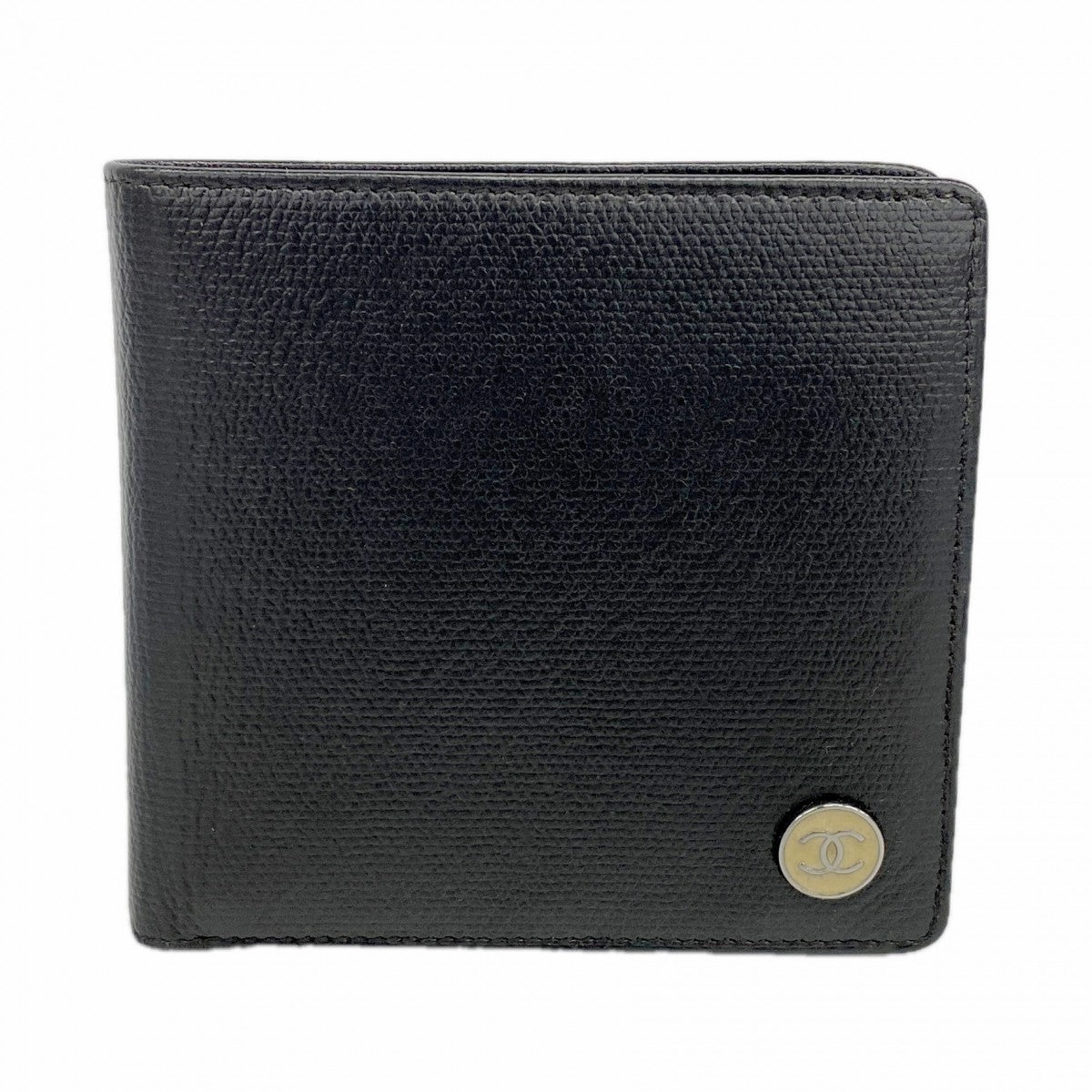 【6fc3263-k】シャネル 財布 ココボタン レザー ブラック シルバー金具【中古】レディース