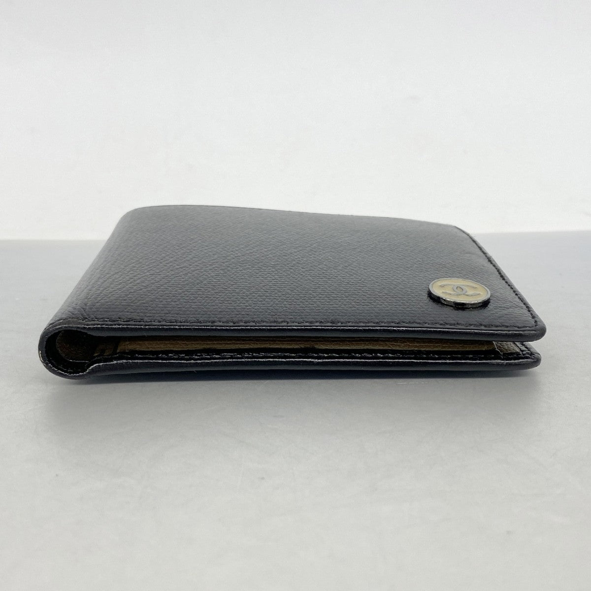 【6fc3263-k】シャネル 財布 ココボタン レザー ブラック シルバー金具【中古】レディース