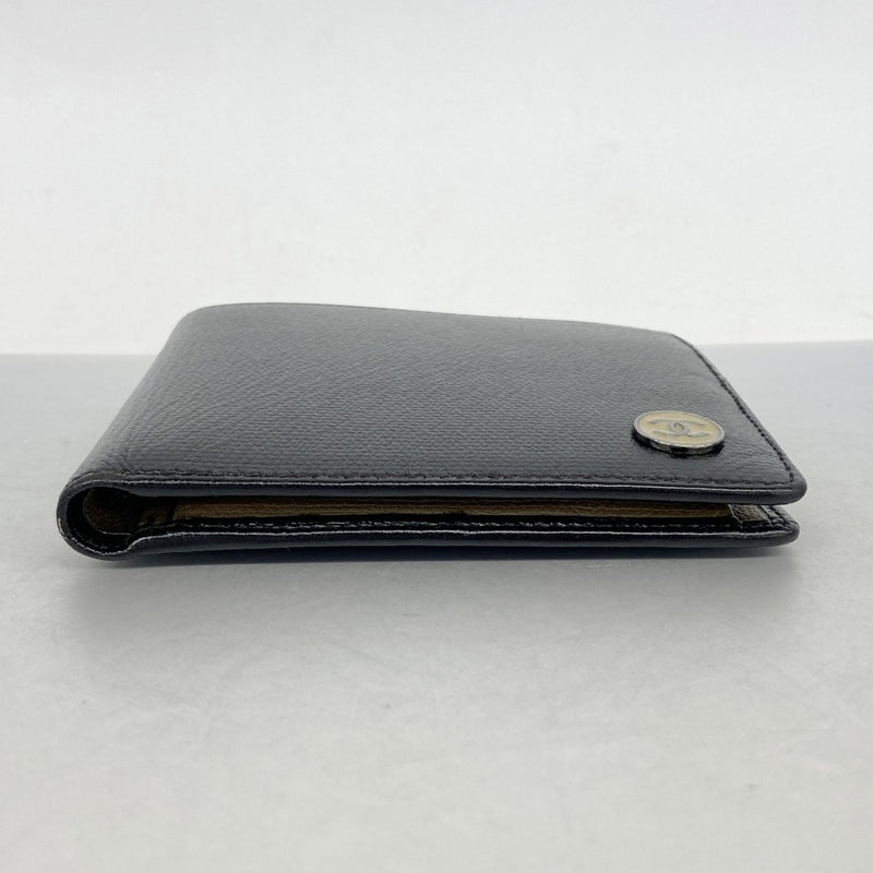 【6fc3263-k】シャネル 財布 ココボタン レザー ブラック シルバー金具【中古】レディース