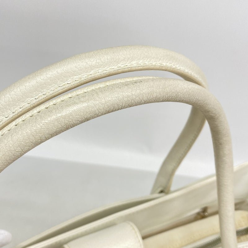【6fc3264-k】シャネル トートバッグ エグゼクティブ キャビアスキン ホワイト シルバー金具 2wayバッグ【中古】レディース