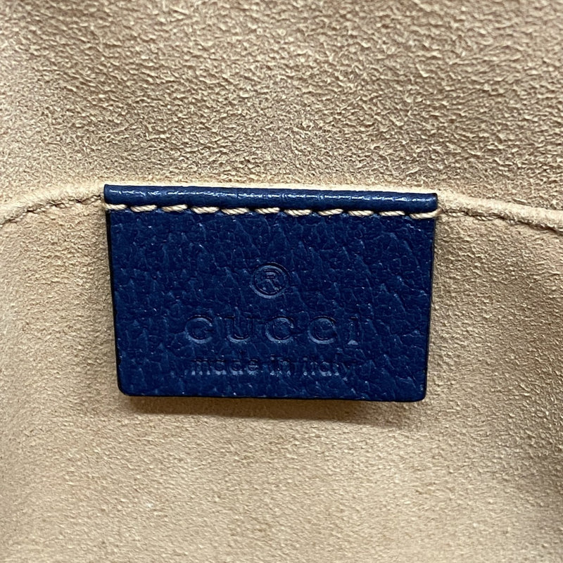 【6fc3265-k】グッチ ショルダーバッグ オフィディア 499621 レザー ネイビーブルー ゴールド金具【中古】レディース
