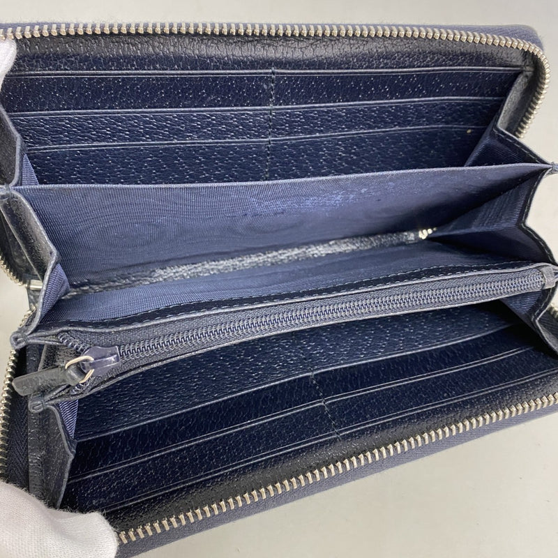 【6fc3270-k】グッチ 長財布 オフィディア 523154 PVC ネイビー シルバー金具【中古】レディース