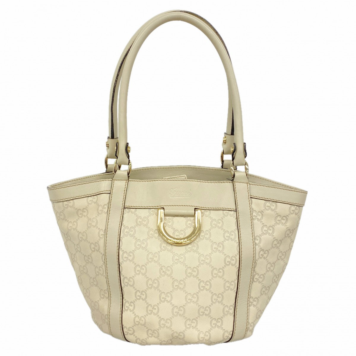 【6fc3274-k】グッチ トートバッグ グッチシマ 211983 レザー アイボリー シャンパンゴールド金具【中古】レディース