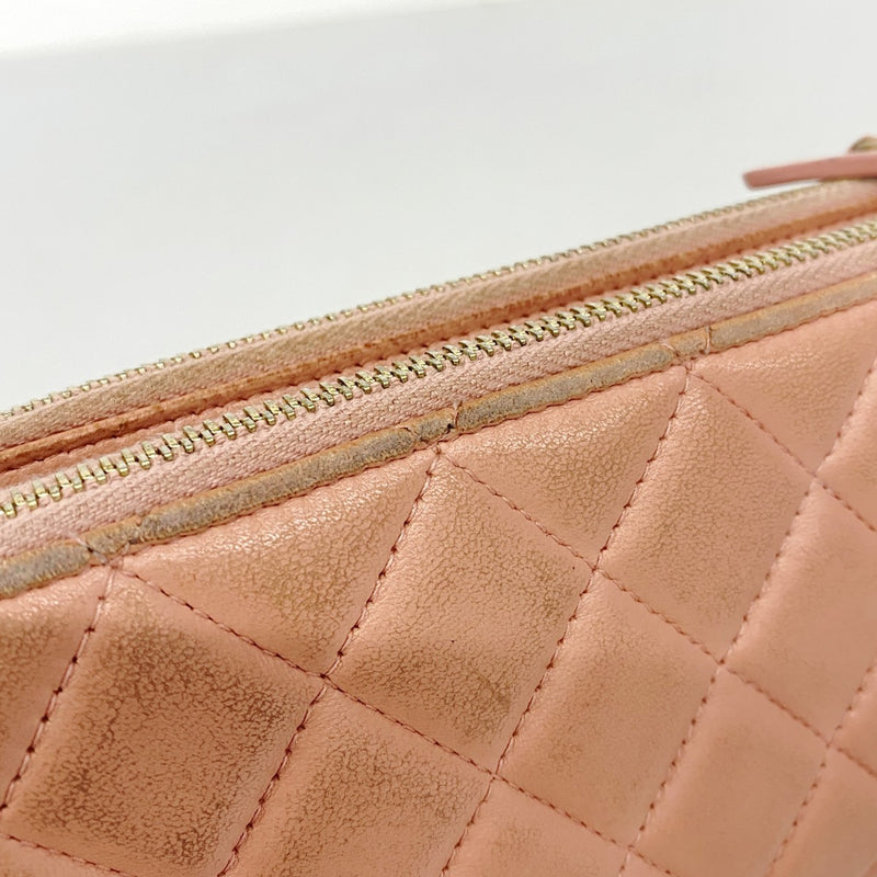 【6fc3275-k】シャネル ショルダーバッグ マトラッセ チェーンショルダー ラムスキン ピンク シャンパンゴールド金具【中古】レディース