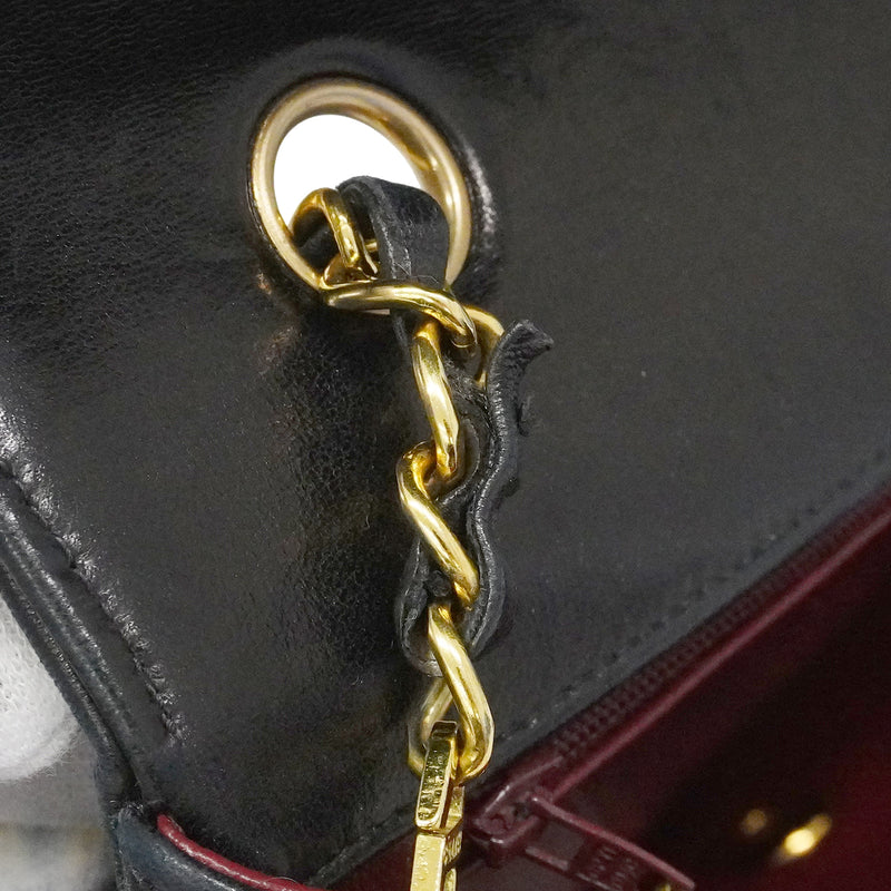 【6fc3309】シャネル ショルダーバッグ ダイアナ チェーンショルダー ラムスキン ブラック ゴールド金具【中古】レディース