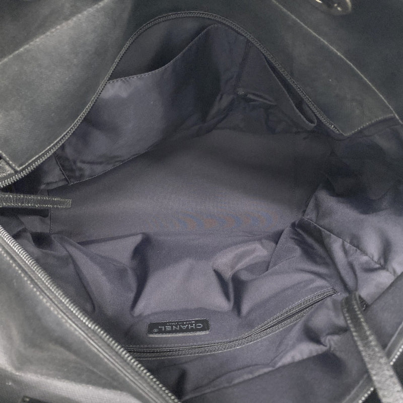 【6fc3332-k】シャネル トートバッグ パリビアリッツ キャンバス ブラック シルバー金具【中古】レディース
