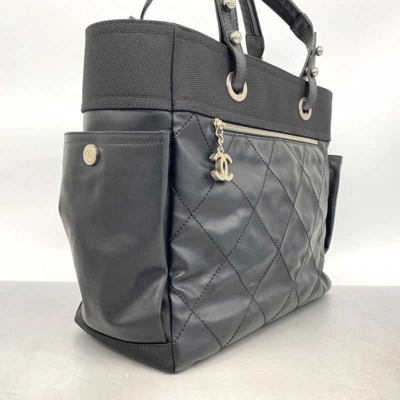 【6fc3332-k】シャネル トートバッグ パリビアリッツ キャンバス ブラック シルバー金具【中古】レディース