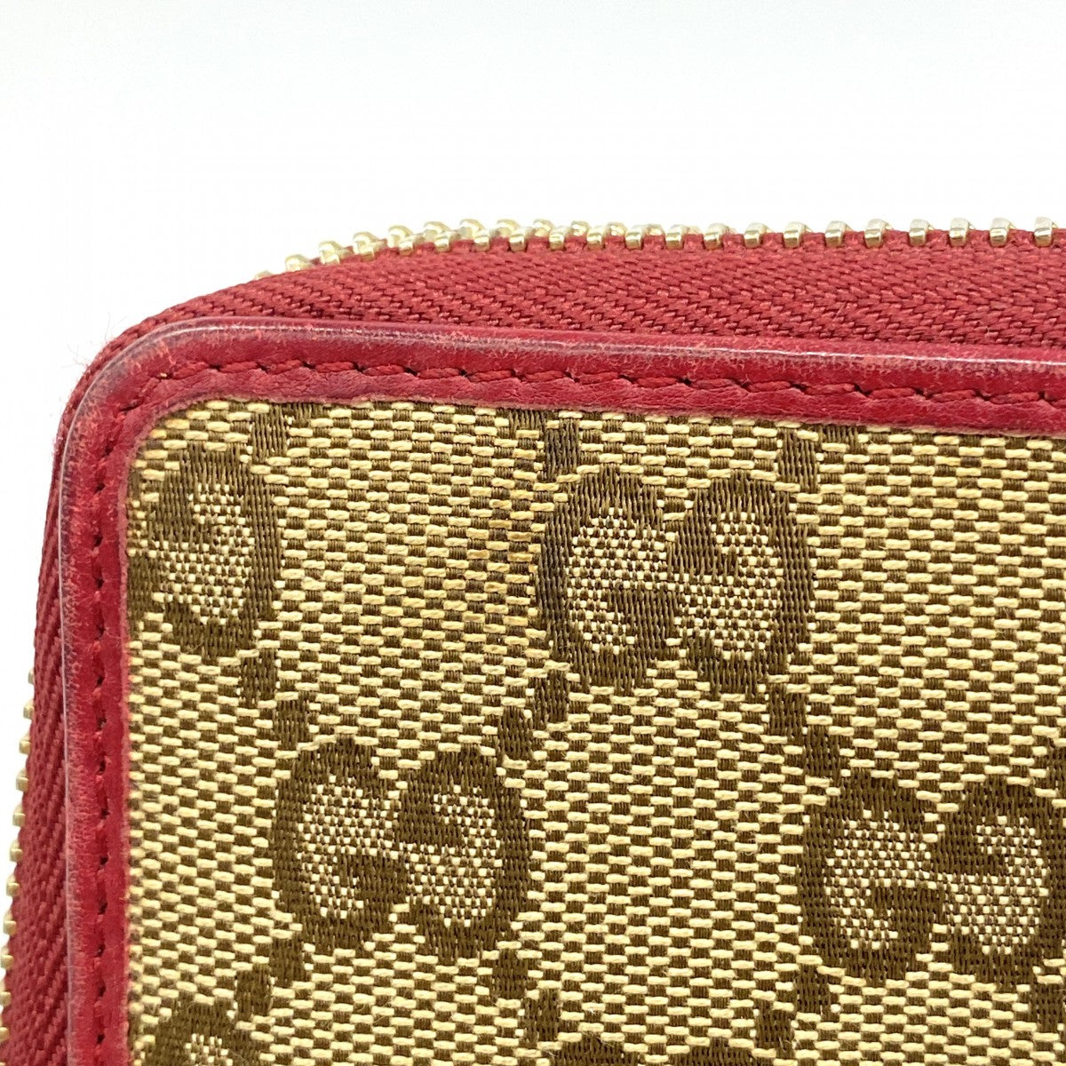 【6fc3384】グッチ 長財布 GGキャンバス 295671 キャンバス ベージュ レッド シャンパンゴールド金具【中古】レディース
