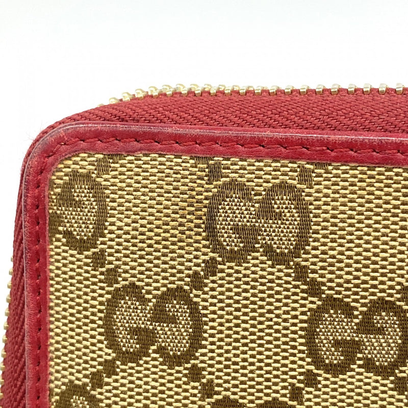 【6fc3384】グッチ 長財布 GGキャンバス 295671 キャンバス ベージュ レッド シャンパンゴールド金具【中古】レディース