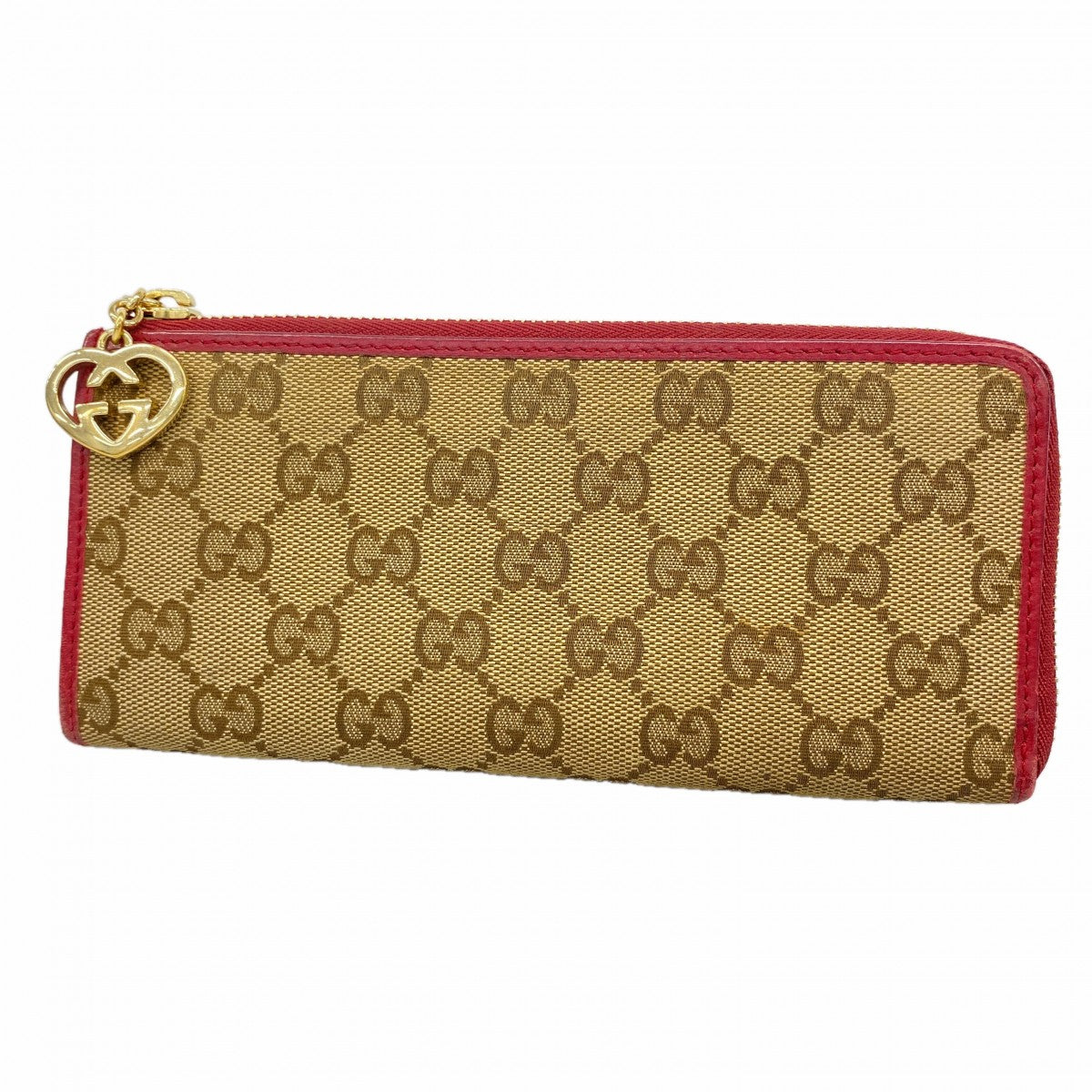 【6fc3384】グッチ 長財布 GGキャンバス 295671 キャンバス ベージュ レッド シャンパンゴールド金具【中古】レディース