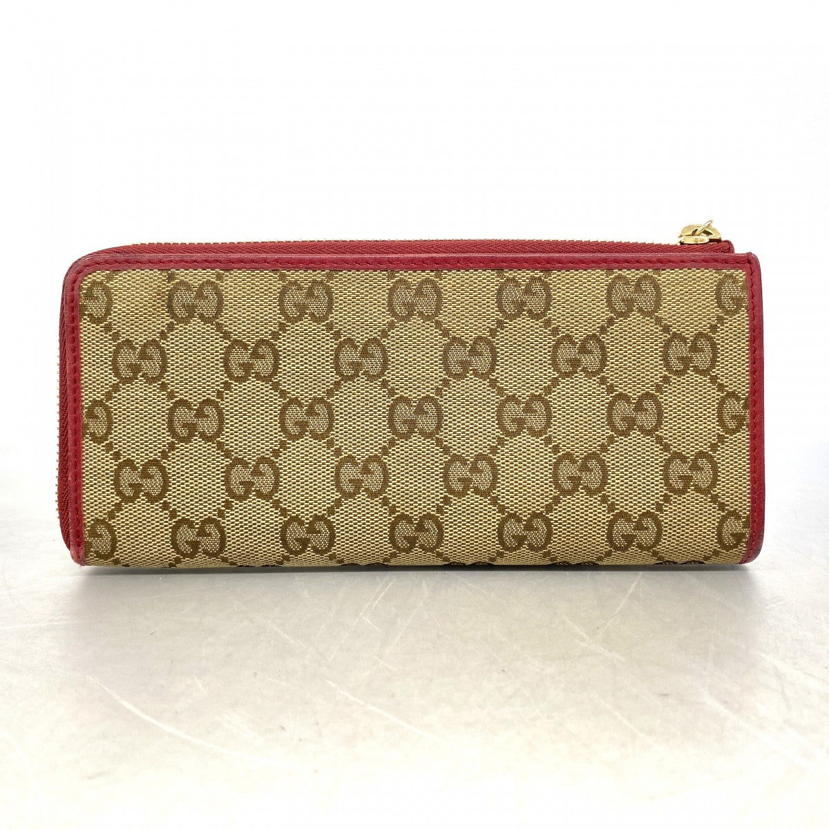 【6fc3384】グッチ 長財布 GGキャンバス 295671 キャンバス ベージュ レッド シャンパンゴールド金具【中古】レディース