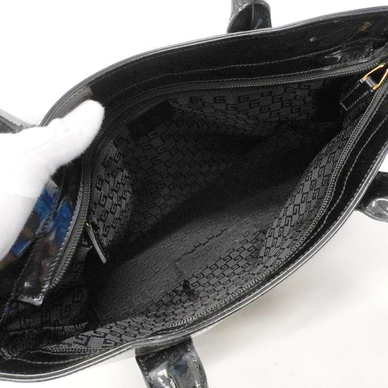 【6fc3392】グッチ トートバッグ 002 1119 キャンバス ブラック ネイビー ゴールド金具【中古】レディース