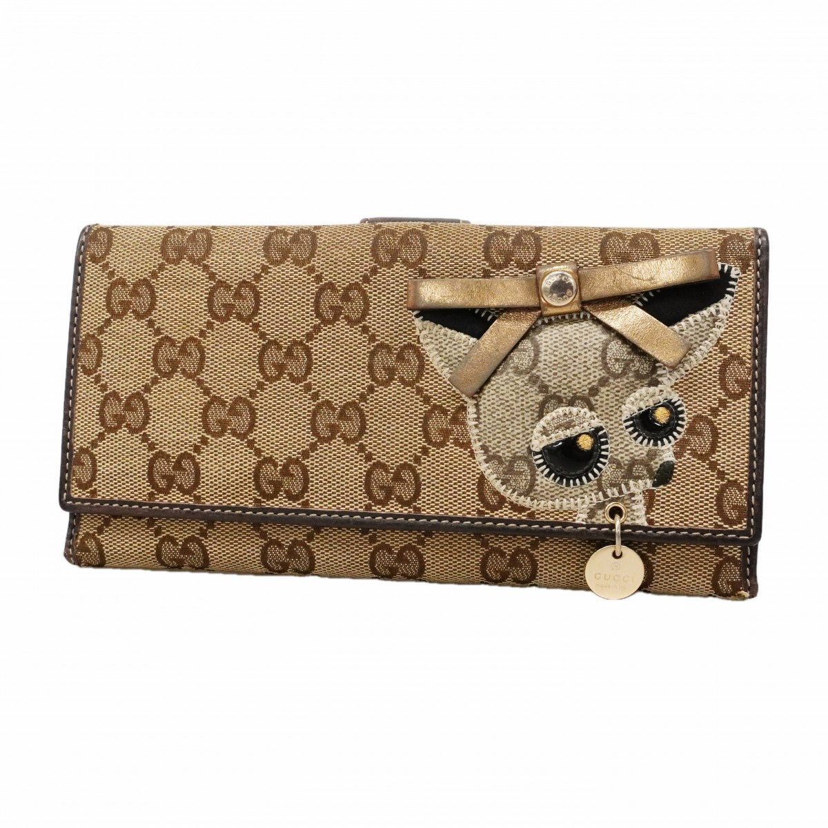 【6fc3395】グッチ 長財布 GGキャンバス 226154 キャンバス ブラウン ゴールド金具【中古】レディース