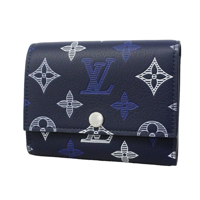 【6fc3405-e】ルイヴィトン 三つ折り財布 モノグラム・シャドウ ヴィクターウォレット M29130 ネイビーブルー【中古】メンズ