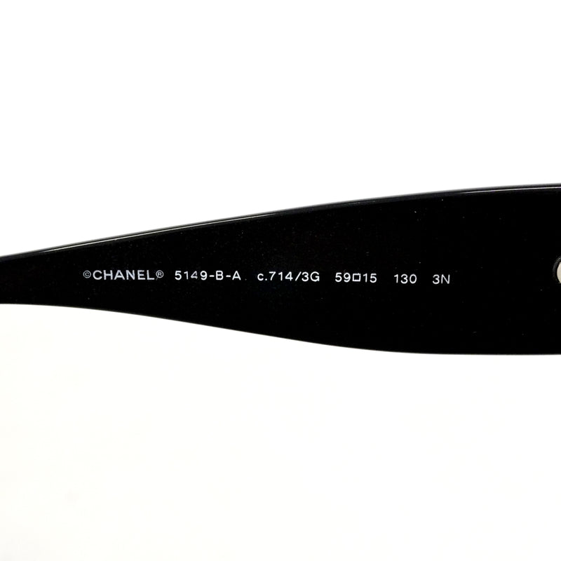 【6fc3407-e】シャネル サングラス 5149-B-A プラスチック ブラック シルバー金具【中古】レディース