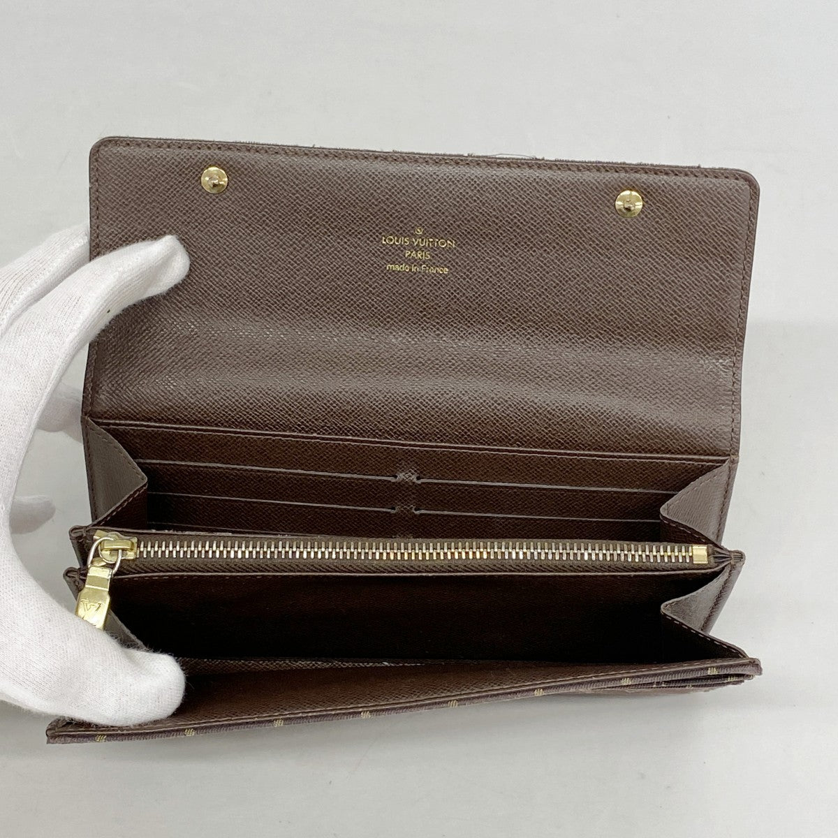 【6fc3449】ルイヴィトン 長財布 モノグラム・ミニラン ポルトフォイユサラ M95234 エベヌ【中古】レディース