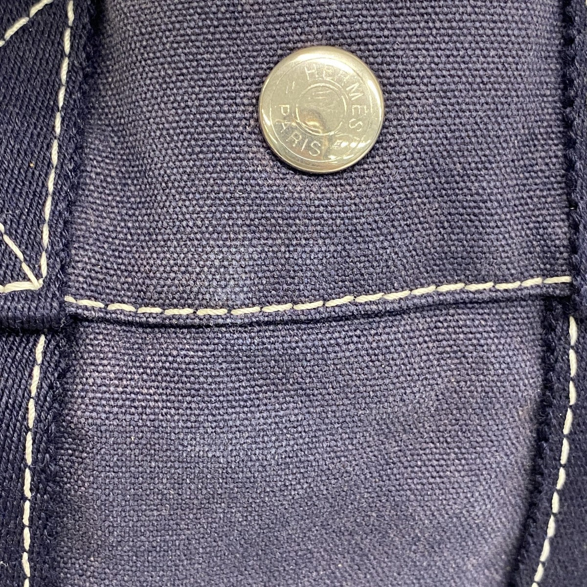 【6fc3466】エルメス トートバッグ ドーヴィルPM キャンバス ネイビー シルバー金具【中古】レディース