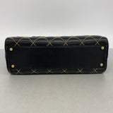 【6fc3476】シャネル ハンドバッグ ワイルドステッチ ラムスキン ブラック ゴールド金具【中古】レディース