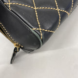 【6fc3476】シャネル ハンドバッグ ワイルドステッチ ラムスキン ブラック ゴールド金具【中古】レディース
