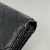 【6fc3486】シャネル 長財布 カンボン ラムスキン ブラック シルバー金具【中古】レディース
