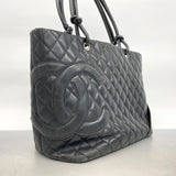 【6fc3496】シャネル トートバッグ カンボン ラムスキン ブラック シルバー金具【中古】レディース