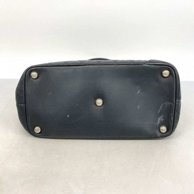 【6fc3496】シャネル トートバッグ カンボン ラムスキン ブラック シルバー金具【中古】レディース
