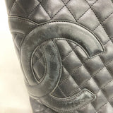 【6fc3496】シャネル トートバッグ カンボン ラムスキン ブラック シルバー金具【中古】レディース