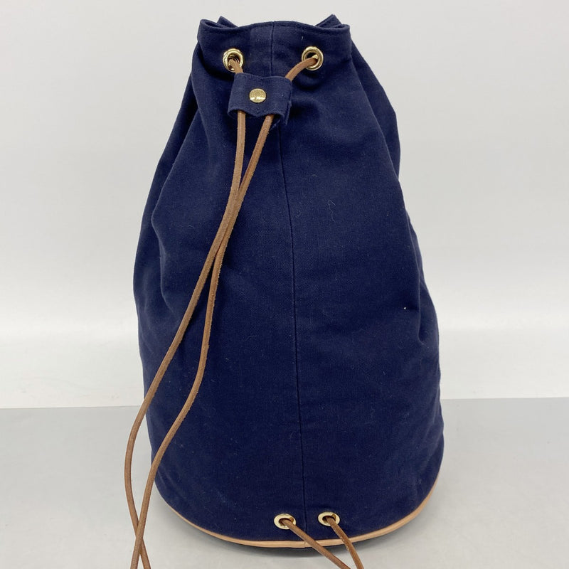 【6fc3537】エルメス ショルダーバッグ ポロションミミルGM キャンバス ネイビー ゴールド金具【中古】レディース