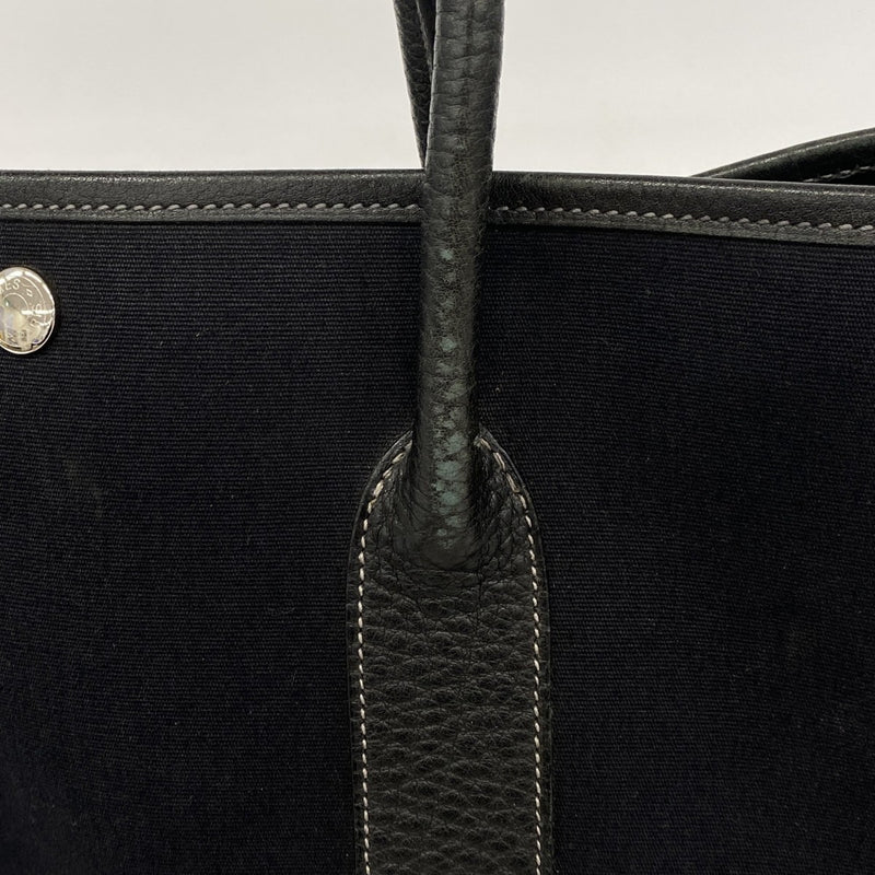 【6fc3566】エルメス トートバッグ ガーデンパーティPM トワルオフィシエ ブラック シルバー金具 □I刻印【中古】レディース