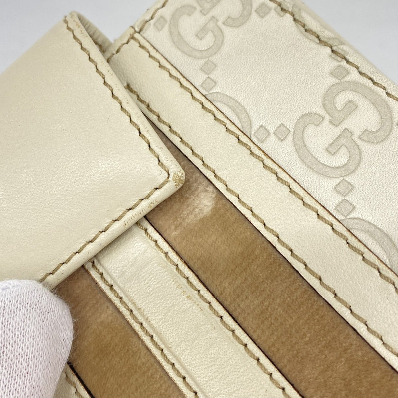 【6fc3626-k】グッチ 財布 グッチシマ 150672 レザー ベージュ ゴールド金具【中古】レディース