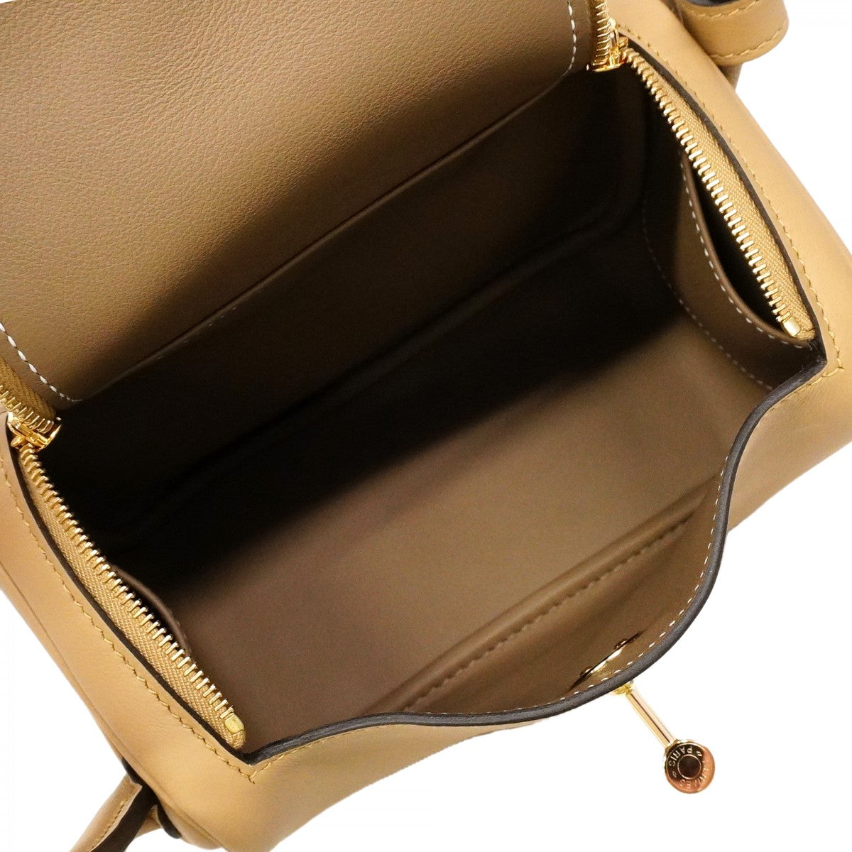 【6fc3646】エルメス ハンドバッグ リンディミニヴェルソ スイフト プシェール/エトゥープ シャンパンゴールド金具 K刻印 2wayバッグ【中古】レディース
