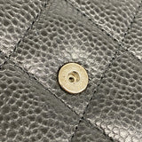 【6fc3679】シャネル 長財布 マトラッセ キャビアスキン ブラック シルバー金具【中古】レディース