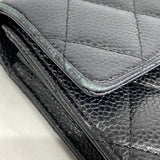 【6fc3679】シャネル 長財布 マトラッセ キャビアスキン ブラック シルバー金具【中古】レディース