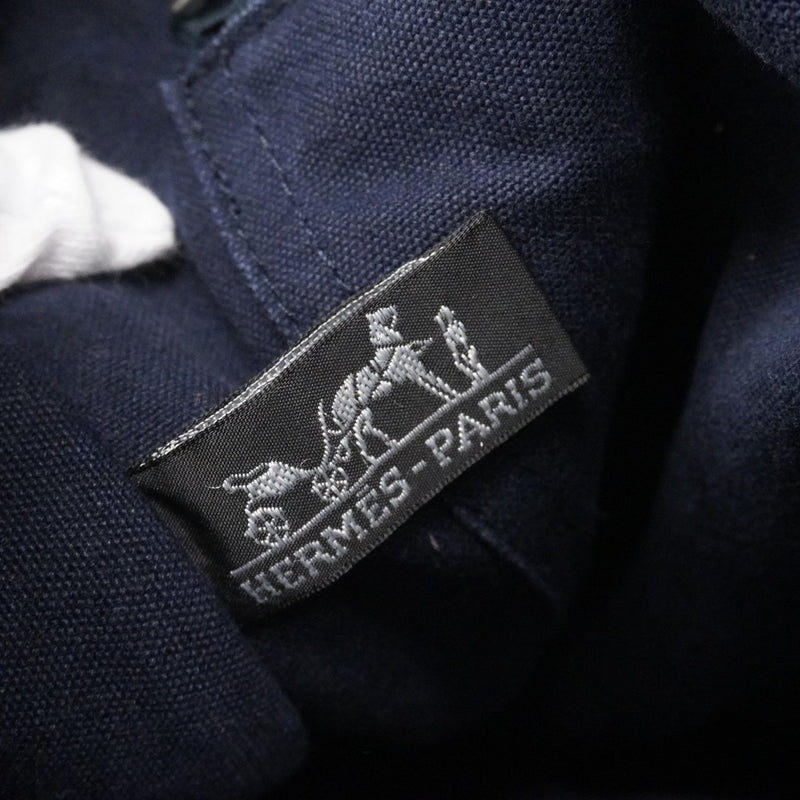 【6fc3680】エルメス トートバッグ フールトゥMM キャンバス ネイビー シルバー金具【中古】メンズ レディース ユニセックス