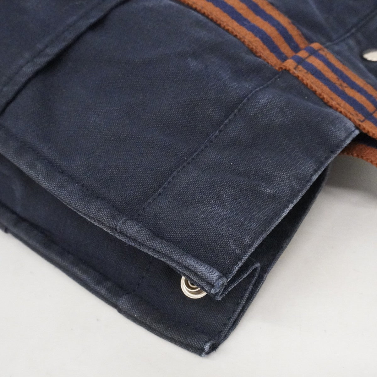 【6fc3680】エルメス トートバッグ フールトゥMM キャンバス ネイビー シルバー金具【中古】メンズ レディース ユニセックス