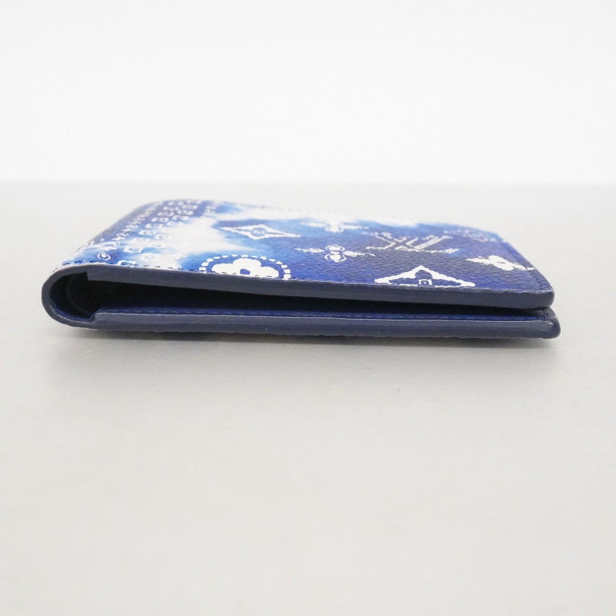 【6fc3702】ルイヴィトン 札入れ モノグラム バンダナ ポルトフォイユスレンダー M81404 ブルー【中古】メンズ