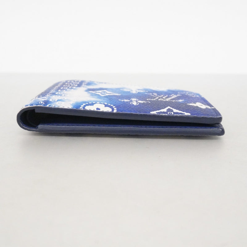 【6fc3702】ルイヴィトン 札入れ モノグラム バンダナ ポルトフォイユスレンダー M81404 ブルー【中古】メンズ