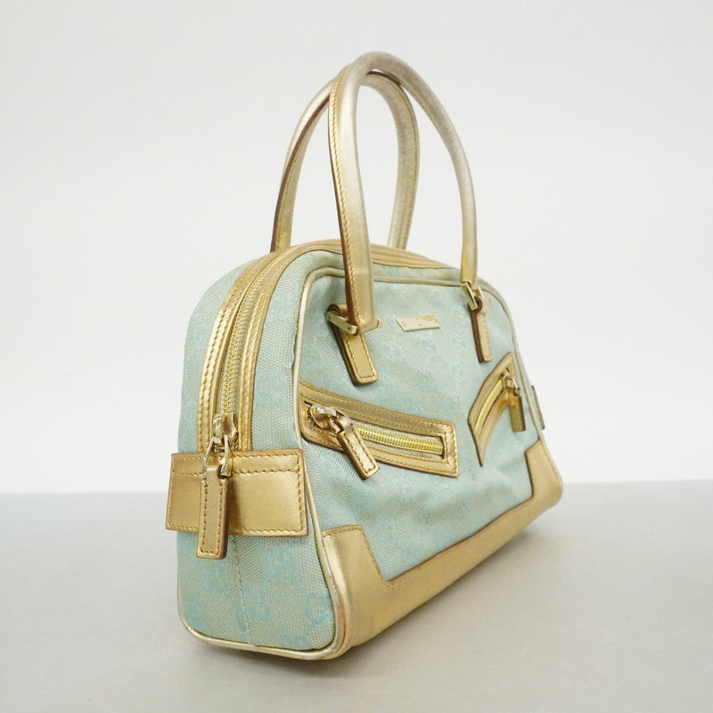 【6fc3725】グッチ ハンドバッグ GGキャンバス 000 0852 キャンバス ブルー ゴールド ゴールド金具【中古】レディース