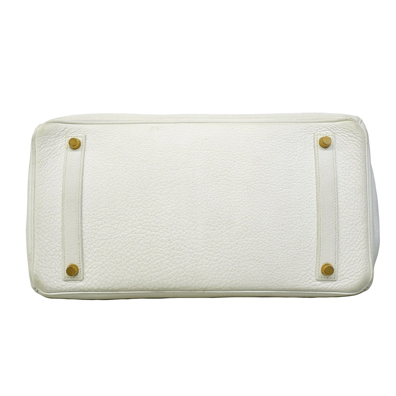 【6fc3744】エルメス ハンドバッグ バーキン35 トゴ ホワイト ゴールド金具 □F刻印【中古】レディース