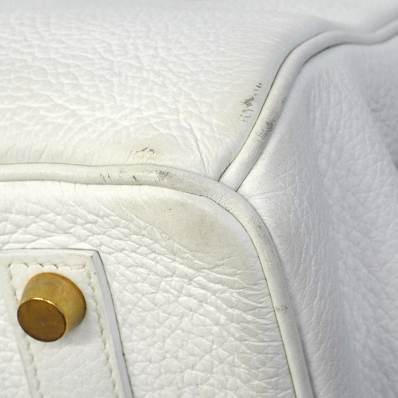 【6fc3744】エルメス ハンドバッグ バーキン35 トゴ ホワイト ゴールド金具 □F刻印【中古】レディース