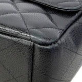 【6fc3749】シャネル ショルダーバッグ デカマトラッセ Wフラップ Wチェーン キャビアスキン ブラック シルバー金具【中古】レディース