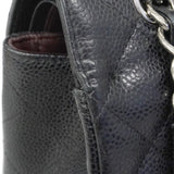 【6fc3749】シャネル ショルダーバッグ デカマトラッセ Wフラップ Wチェーン キャビアスキン ブラック シルバー金具【中古】レディース
