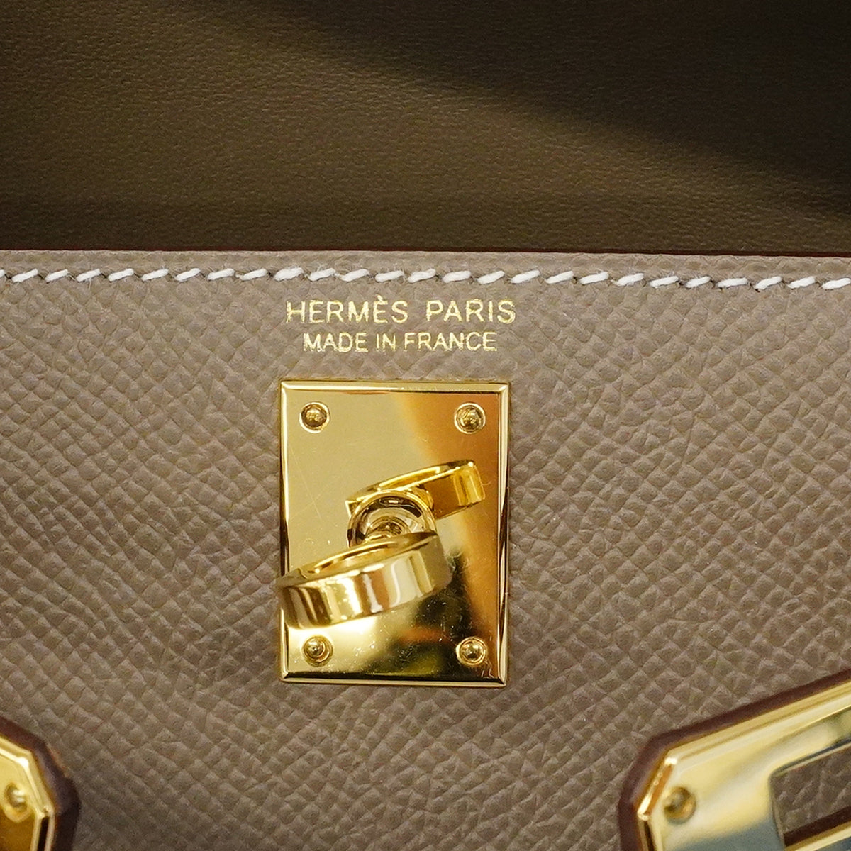 【6fc3761-g】エルメス ハンドバッグ ミニケリー2 ヴォーエプソン エトゥープ ゴールド金具 W刻印 2wayバッグ【中古】レディース