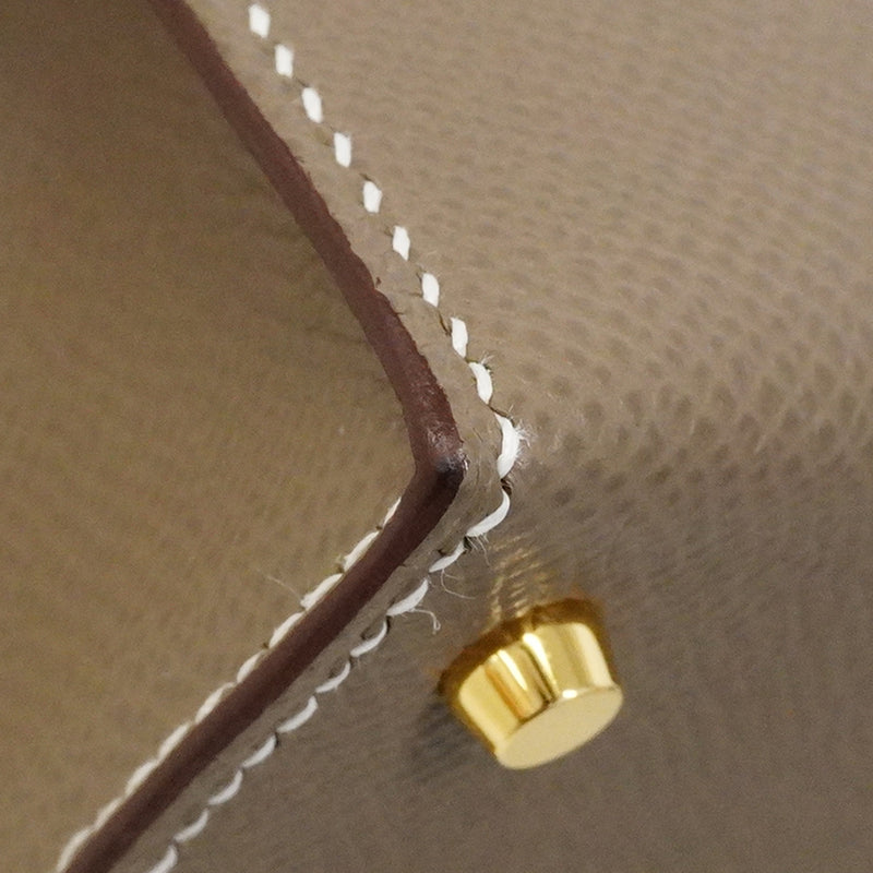 【6fc3761-g】エルメス ハンドバッグ ミニケリー2 ヴォーエプソン エトゥープ ゴールド金具 W刻印 2wayバッグ【中古】レディース