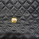 【6fc3786】シャネル ショルダーバッグ デカマトラッセ Wチェーン ラムスキン ブラック ゴールド金具【中古】レディース