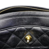 【6fc3788】シャネル ショルダーバッグ マトラッセ チェーンショルダー キャビアスキン ブラック ゴールド金具【中古】レディース